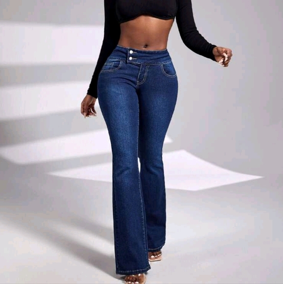 _ Denim - Classic Sexy Blue Flare Jeans